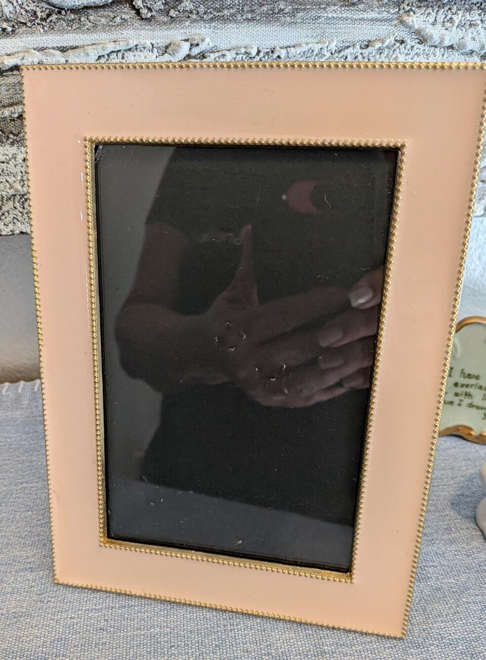 Picture Frame Sheffield Home Blush Pink Enamel Gold Beaded Trim Tabletop 4x6